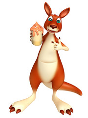 Kangaroo cartoon character with ice-cream