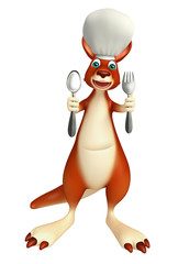 Kangaroo cartoon character with chef hat and spoon