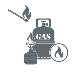 Camping gas container icon on white background