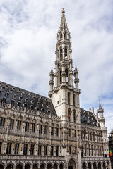 Town Hall (Hotel de Ville) on Grand Place. Brussels, Belgium.