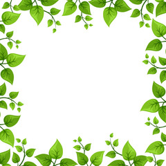 Vector background frame with green leaves.