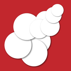 Circle in red background
Nine white circles with a shadow on a red background for design and banners
