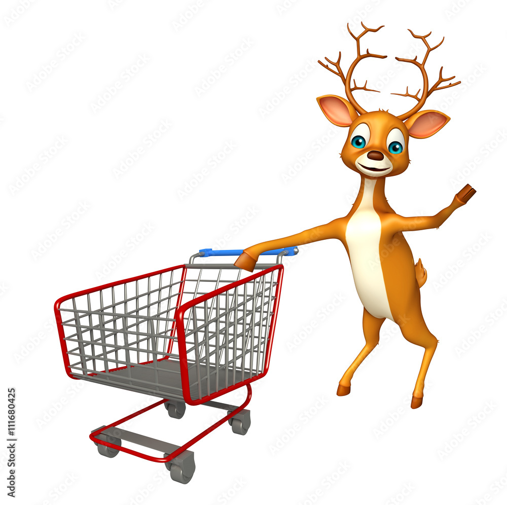 Canvas Prints Deer cartoon character with trolly