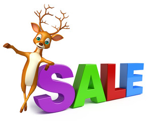 cute Deer cartoon character with big sale sign