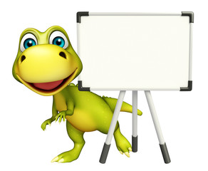 fun Dinosaur cartoon character  with white board