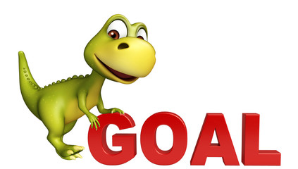 fun Dinosaur cartoon character with goal sign