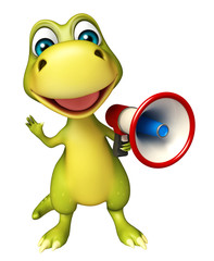 fun Dinosaur cartoon character with loudspeaker