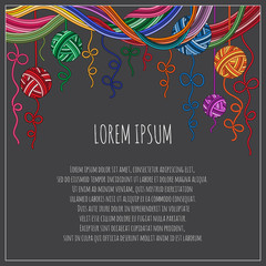 Hand drawn knit frame. Hand made yarn background.