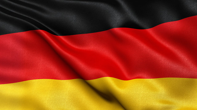 Flag of Germany in the wind with vivid colors and great detail.