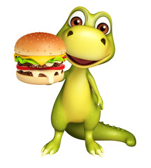 cute Dinosaur cartoon character with burger
