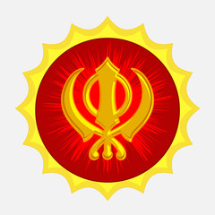 Golden Sikhism Symbol Badge