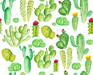 watelcolor cactus seamless pattern on the white phone