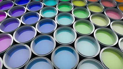 Colorful paint cans