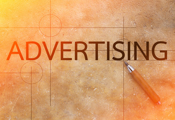 ADVERTISING CONCEPT ON brown texture background