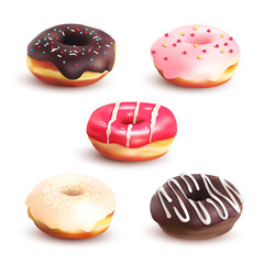 Donuts design set. Vector illustration.