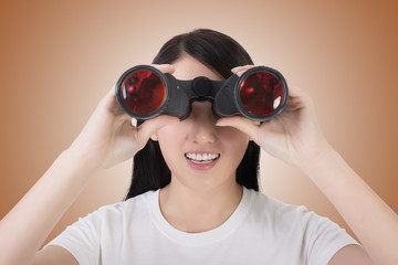 woman using binoculars