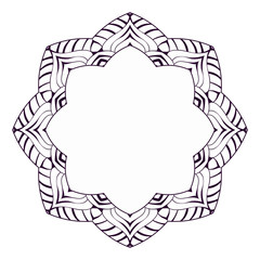 Round frame from the mandala purple. Frame in the form of a stylized lotus.