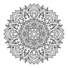 Mandala. The central element in the form of cinnamon flower. Decorative element with swirls for design of books, printed materials, invitation for a wedding or a celebration, for albums.