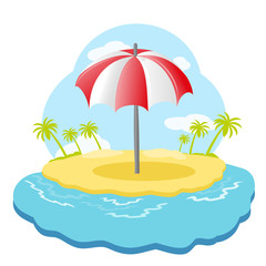 Beach umbrella on island