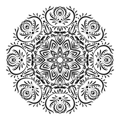Mandala with elements of Russian decorative painting.