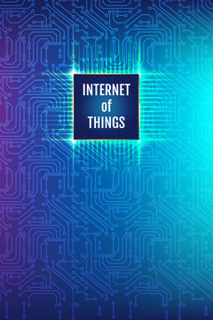 Circuit board background with CPU for internet of things.