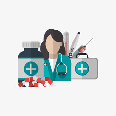 Medical care design. Health care icon. Colorful illustration