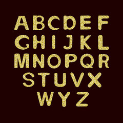 Alphabet Set.  Aphabetic fonts with golden glitter.
