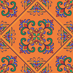 Vector seamless texture. Beautiful colored pattern for design and fashion with decorative elements