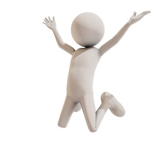 Man jumping of joy, 3D rendering