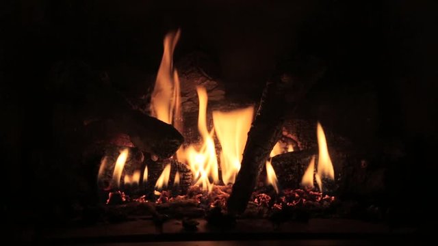 scene of a log fire burning