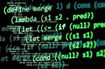 Functional programming code -  declarative paradigm, green color