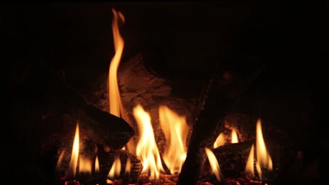 scene of a log fire burning