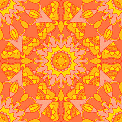 Seamless pattern. Decorative pattern in beautiful coral and orange colors. Vector illustration
