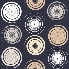 Cute vector geometric seamless pattern. Brush strokes, swirl. Hand drawn grunge texture. Abstract forms. Endless texture can be used for printing onto fabric or paper