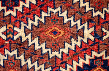 close up of an handmade carpet design detail