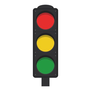 Flat icon traffic lights with shadow. Vector illustration.