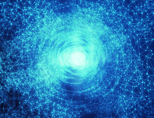 data deep learning hologram ai technology robotic, molecule of chemical, atom cell science, futuristic cyber network, system of background illustration 3d rendering