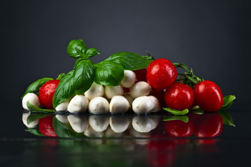mozzarella with basil and tomatoes