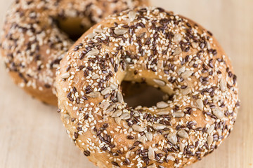 Fresh baked wholemeal Bagels