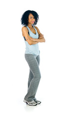Fototapeta premium female model attractive woman on plein background with copy spac