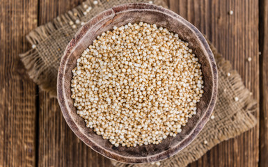 Pile of puffed Quinoa (selective focus)