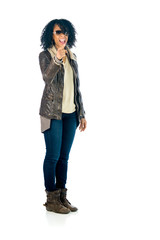 female model attractive woman on plein background with copy spac