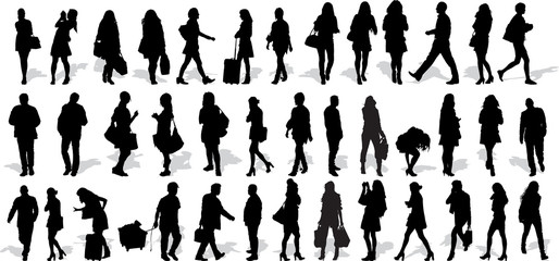 Fototapeta na wymiar Set of 39 vector's silhouettes of people in action