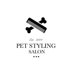 Logo for pet hair salon, styling and grooming shop, store for dogs and cats. Vector illustration