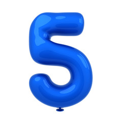 Shiny balloons number 3d rendering on white background