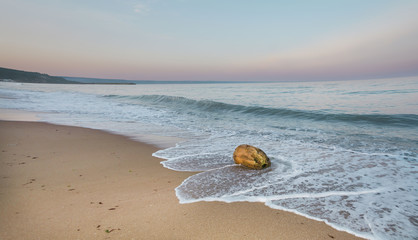 Twilight at the Black Sea on the Golden Sands beach, Bulgaria - obrazy, fototapety, plakaty