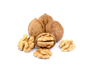 Fresh walnuts with a shell isolated on white background