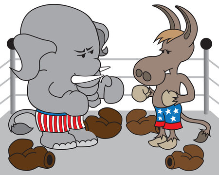 The Republican elephant and the Democrat donkey have taken the gloves off