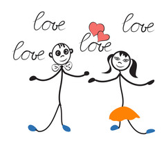 hand drawn cartoon couple sticker