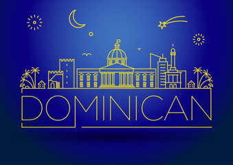 Fototapeta na wymiar Minimal Dominican Republic City Linear Skyline with Typographic